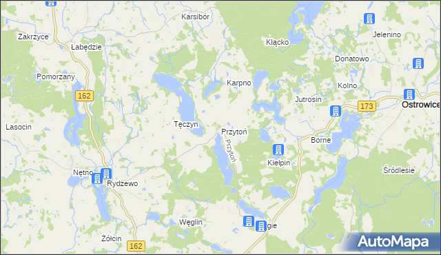 mapa Przytoń gmina Ostrowice, Przytoń gmina Ostrowice na mapie Targeo