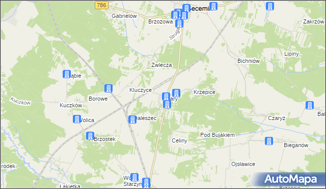 mapa Psary gmina Secemin, Psary gmina Secemin na mapie Targeo