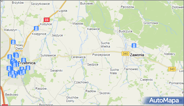 mapa Pstrzejowice, Pstrzejowice na mapie Targeo