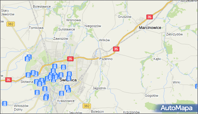 mapa Pszenno, Pszenno na mapie Targeo