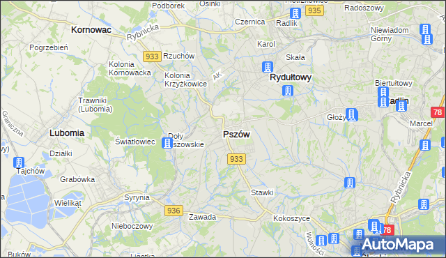 mapa Pszów, Pszów na mapie Targeo