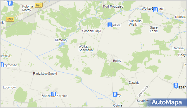 mapa Ptaszki, Ptaszki na mapie Targeo
