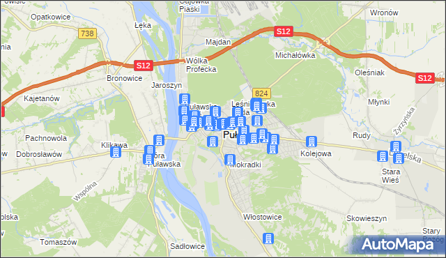 mapa Puław, Puławy na mapie Targeo