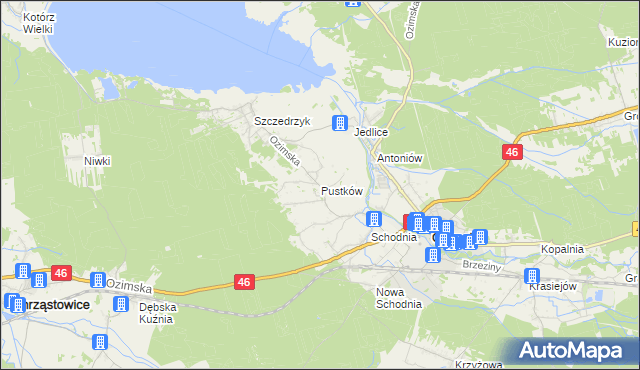 mapa Pustków gmina Ozimek, Pustków gmina Ozimek na mapie Targeo