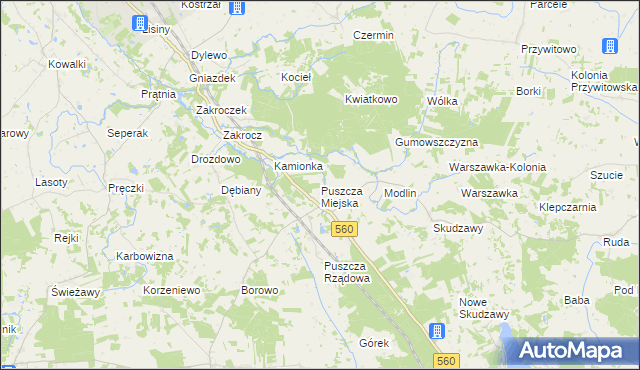 mapa Puszcza Miejska, Puszcza Miejska na mapie Targeo