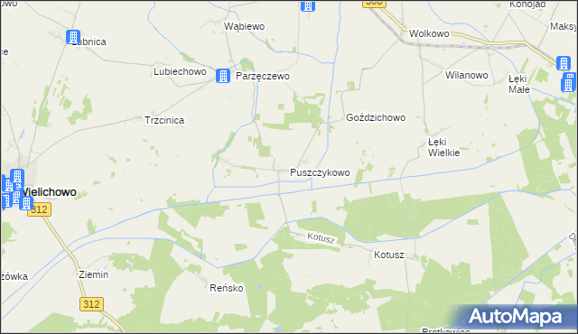 mapa Puszczykowo gmina Kamieniec, Puszczykowo gmina Kamieniec na mapie Targeo