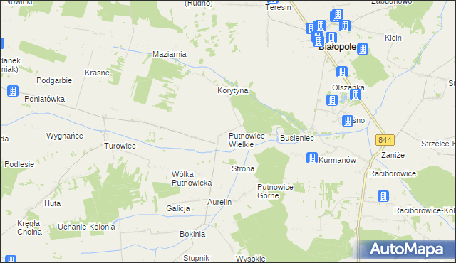 mapa Putnowice Wielkie, Putnowice Wielkie na mapie Targeo