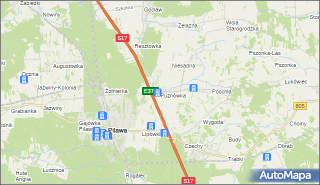 mapa Puznówka, Puznówka na mapie Targeo