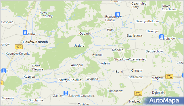 mapa Pyczek, Pyczek na mapie Targeo