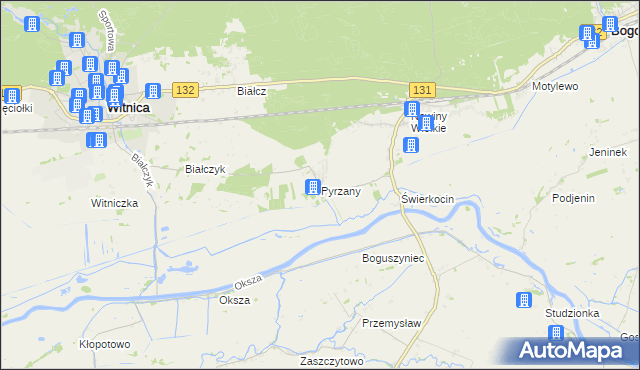 mapa Pyrzany, Pyrzany na mapie Targeo