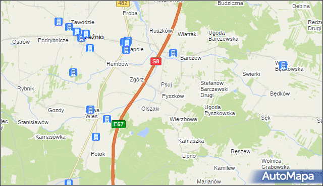 mapa Pyszków, Pyszków na mapie Targeo