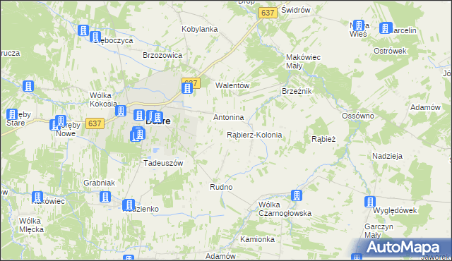 mapa Rąbierz-Kolonia, Rąbierz-Kolonia na mapie Targeo
