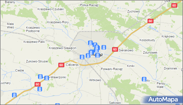 mapa Raciąż powiat płoński, Raciąż powiat płoński na mapie Targeo