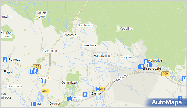 mapa Racławiczki, Racławiczki na mapie Targeo