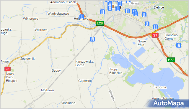 mapa Raczki Elbląskie, Raczki Elbląskie na mapie Targeo