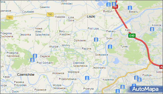 mapa Rączna, Rączna na mapie Targeo