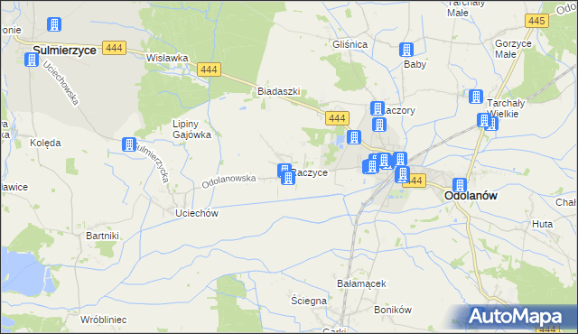 mapa Raczyce gmina Odolanów, Raczyce gmina Odolanów na mapie Targeo