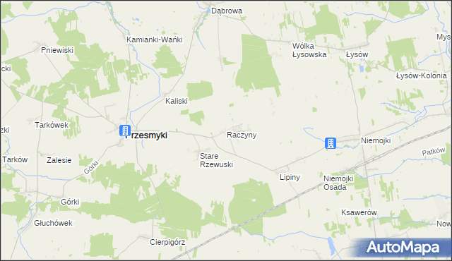 mapa Raczyny gmina Przesmyki, Raczyny gmina Przesmyki na mapie Targeo