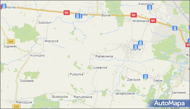 mapa Radakowice, Radakowice na mapie Targeo