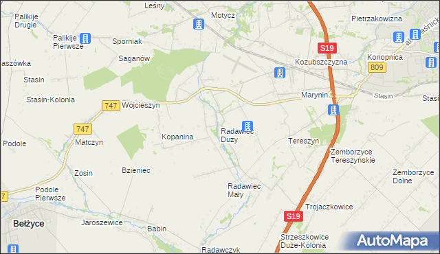 mapa Radawiec Duży, Radawiec Duży na mapie Targeo