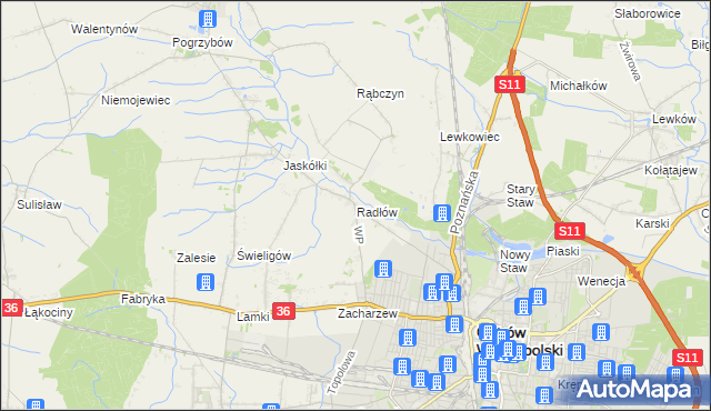 mapa Radłów gmina Raszków, Radłów gmina Raszków na mapie Targeo