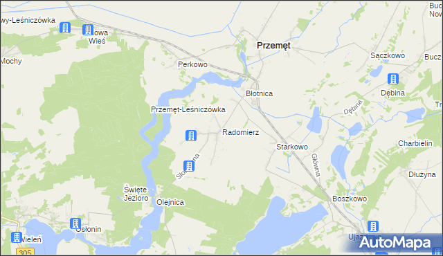 mapa Radomierz gmina Przemęt, Radomierz gmina Przemęt na mapie Targeo