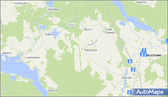mapa Radomyśl gmina Wierzchowo, Radomyśl gmina Wierzchowo na mapie Targeo