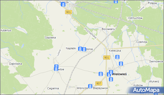 mapa Radonia gmina Wielowieś, Radonia gmina Wielowieś na mapie Targeo