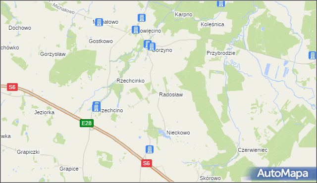 mapa Radosław gmina Potęgowo, Radosław gmina Potęgowo na mapie Targeo