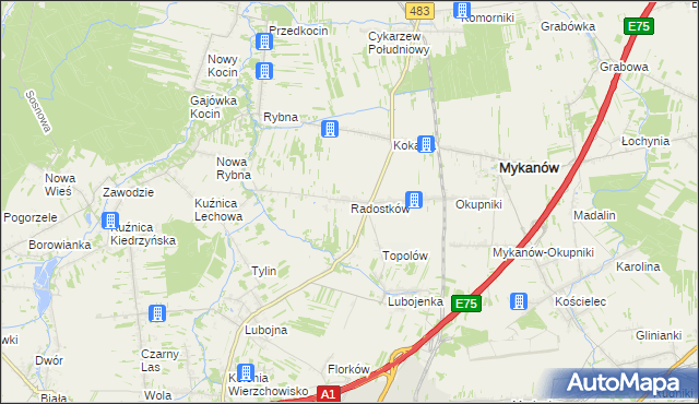 mapa Radostków, Radostków na mapie Targeo