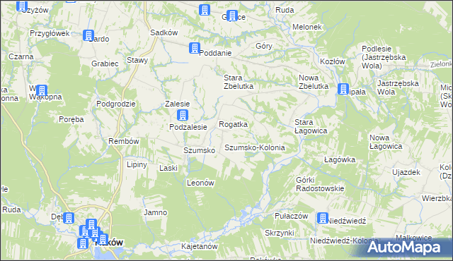 mapa Radostów gmina Raków, Radostów gmina Raków na mapie Targeo