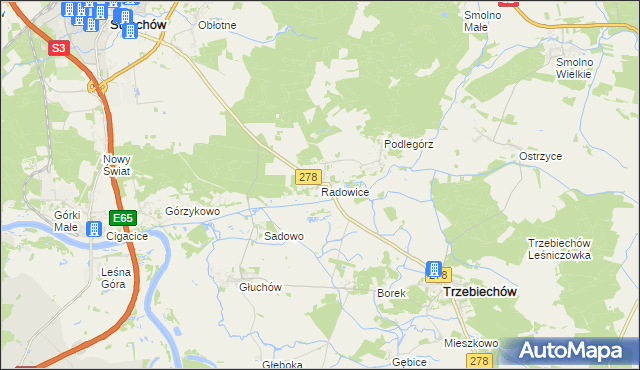 mapa Radowice, Radowice na mapie Targeo