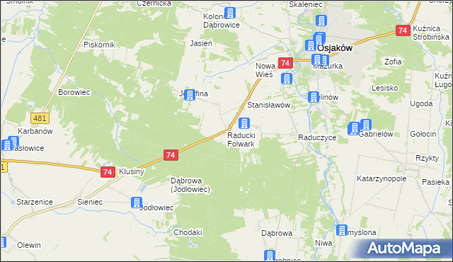 mapa Raducki Folwark, Raducki Folwark na mapie Targeo