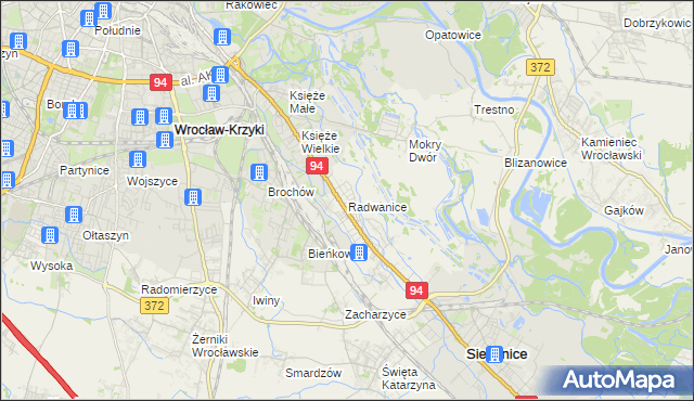 mapa Radwanice gmina Siechnice, Radwanice gmina Siechnice na mapie Targeo