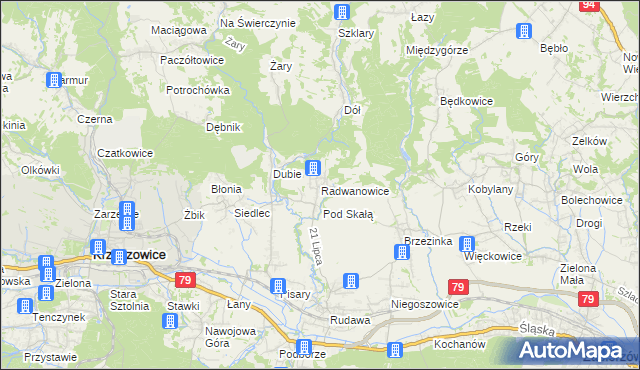 mapa Radwanowice, Radwanowice na mapie Targeo
