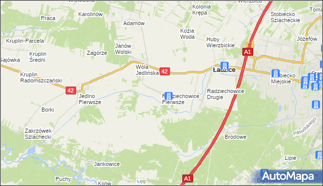 mapa Radziechowice Pierwsze, Radziechowice Pierwsze na mapie Targeo