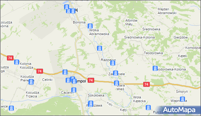 mapa Radzięcin, Radzięcin na mapie Targeo