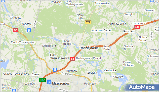 mapa Radziejowice, Radziejowice na mapie Targeo