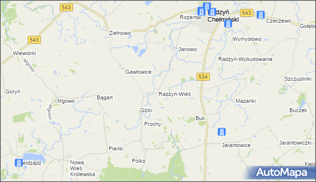 mapa Radzyń-Wieś, Radzyń-Wieś na mapie Targeo