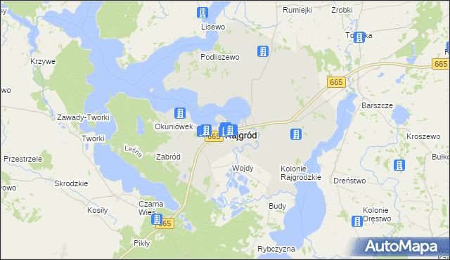 mapa Rajgród powiat grajewski, Rajgród powiat grajewski na mapie Targeo