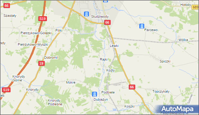 mapa Rajki, Rajki na mapie Targeo