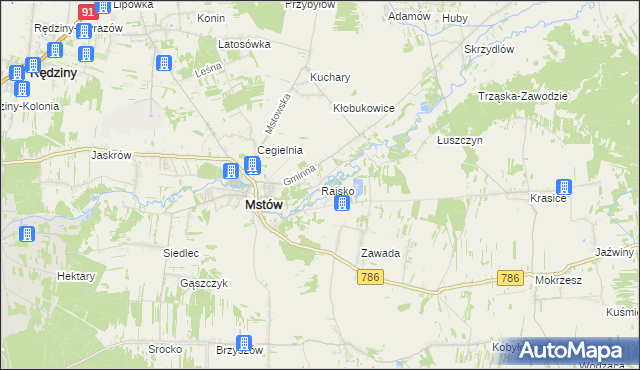mapa Rajsko gmina Mstów, Rajsko gmina Mstów na mapie Targeo