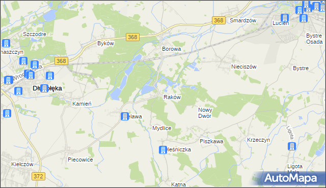 mapa Raków gmina Długołęka, Raków gmina Długołęka na mapie Targeo