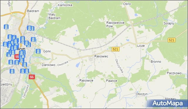 mapa Rakowiec gmina Kwidzyn, Rakowiec gmina Kwidzyn na mapie Targeo