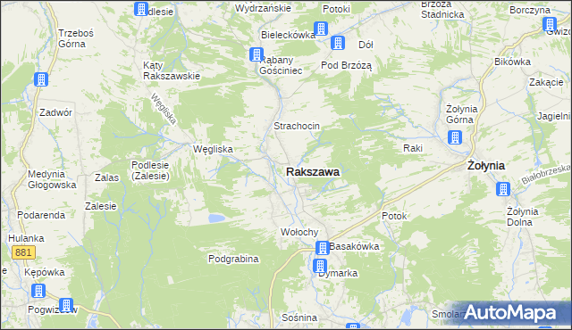 mapa Rakszawa powiat łańcucki, Rakszawa powiat łańcucki na mapie Targeo