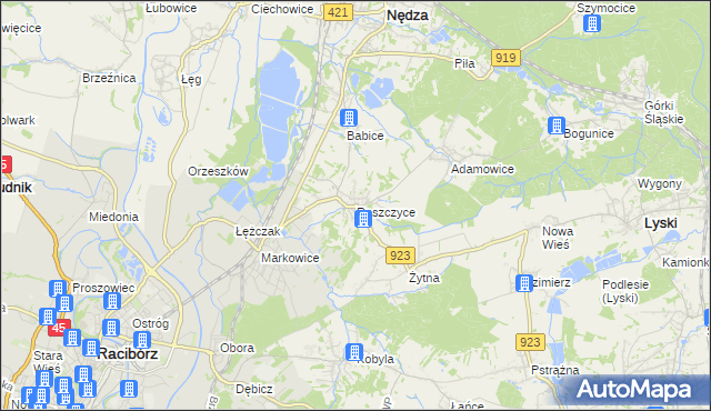 mapa Raszczyce, Raszczyce na mapie Targeo