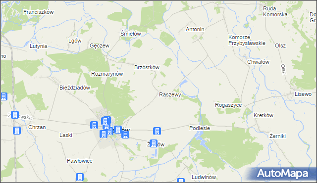 mapa Raszewy gmina Żerków, Raszewy gmina Żerków na mapie Targeo