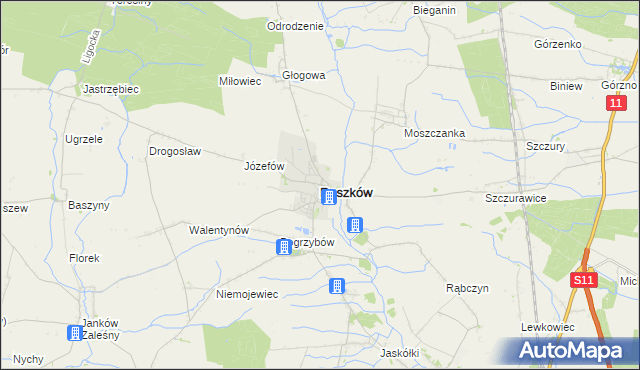 mapa Raszków powiat ostrowski, Raszków powiat ostrowski na mapie Targeo