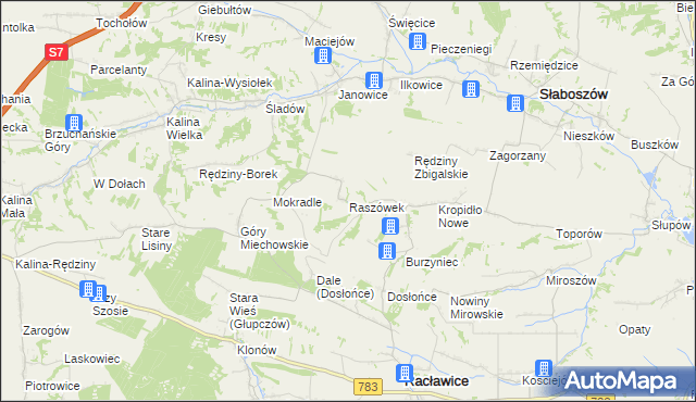 mapa Raszówek, Raszówek na mapie Targeo