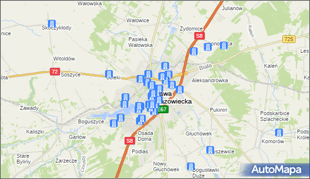 mapa Rawa Mazowiecka, Rawa Mazowiecka na mapie Targeo